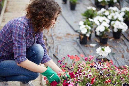 Gardener preparing equipment for site work